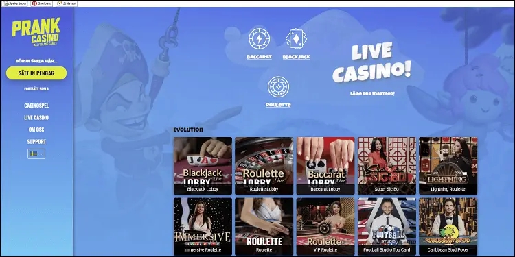 Prank Live Casino sv